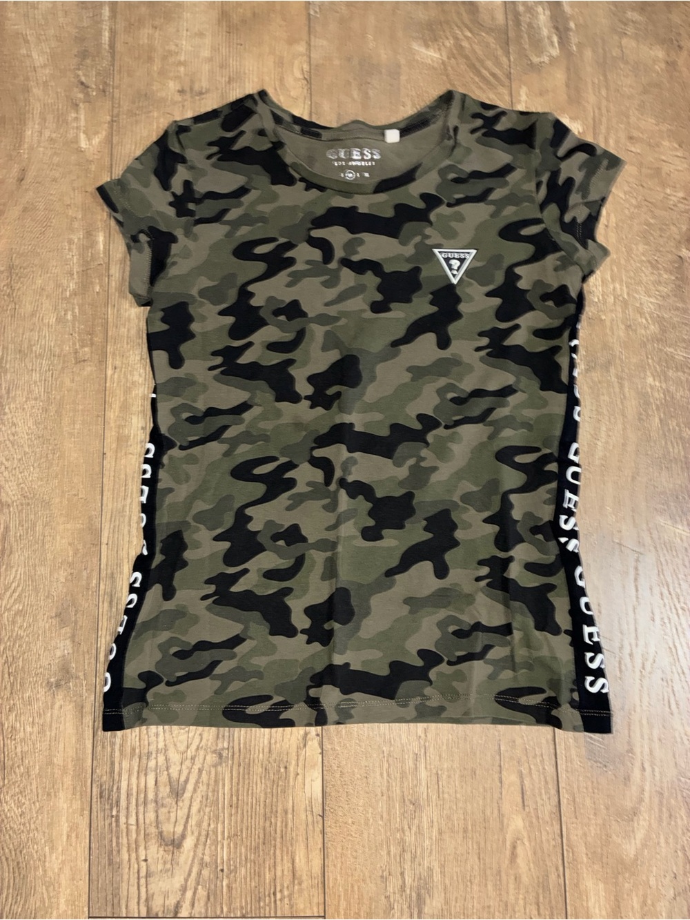 Guess Olive & Black Camo Logo Tee